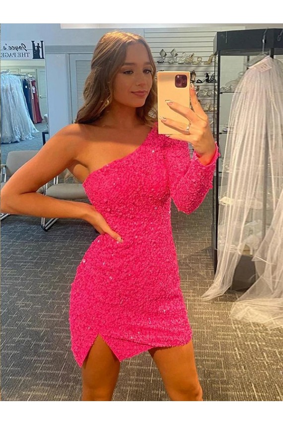 Velvet Sequin Sheath Short Long Sleeves Prom Dress / Evening Dress Barrie