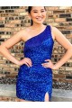 Velvet Sequin Sheath Short Sleeveless Prom Dress Barrie