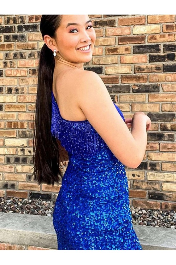 Velvet Sequin Sheath Short Sleeveless Prom Dress Barrie