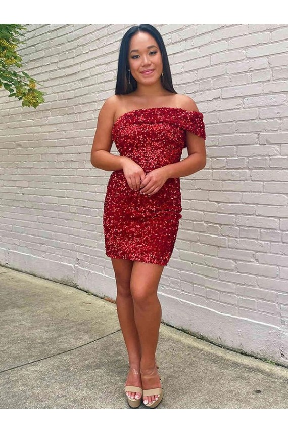 Velvet Sequin Short Sleeveless Prom Dress Barrie