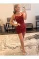 Velvet Sequin Sheath Short Sleeveless Spaghetti Straps Prom Dress / Evening Dress Barrie