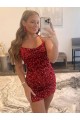 Velvet Sequin Sheath Short Sleeveless Spaghetti Straps Prom Dress / Evening Dress Barrie