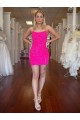 Velvet Sequin Sheath Short Sleeveless Spaghetti Straps Prom Dress Barrie