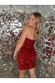 Velvet Sequin Short Sleeveless Sweetheart Prom Dress Barrie