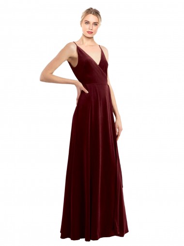 Stretch Velvet A-Line Long Sleeveless V-Back Bridesmaid Dress / Evening Dress Barrie