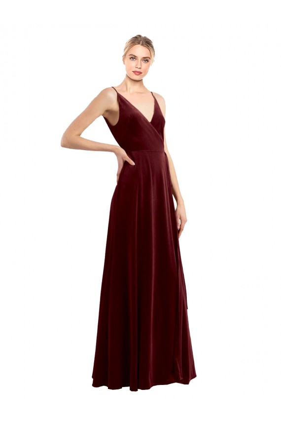 Stretch Velvet A-Line Long Sleeveless V-Back Bridesmaid Dress / Evening Dress Barrie