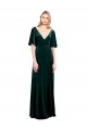 Stretch Velvet A-Line Long Flutter Sleeves V-Back Prom Dress / Bridesmaid Dress Barrie