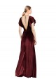 Stretch Velvet A-Line Long Flutter Sleeves Open Back Prom Dress / Bridesmaid Dress Barrie