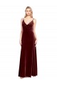 Stretch Velvet A-Line Long Sleeveless V-Back Black Tie Prom Dress / Bridesmaid Dress Barrie