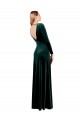 Stretch Velvet A-Line Long Long Sleeves Open Back Black Tie Prom Dress / Bridesmaid Dress Barrie