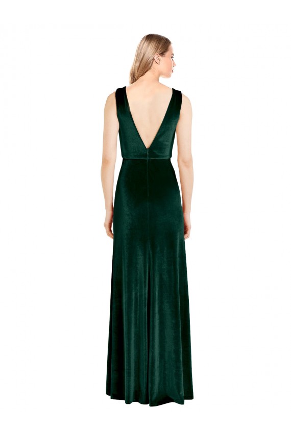Stretch Velvet A-Line Long Sleeveless V-Back Bridesmaid Dress / Formal Dress Barrie