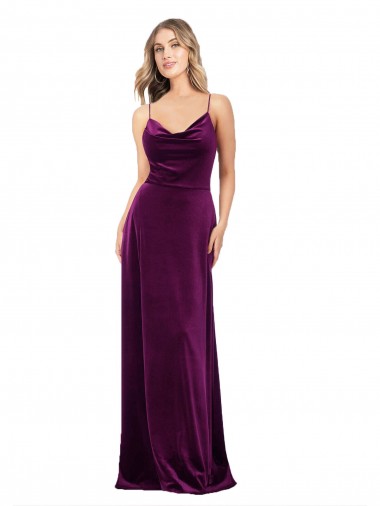 Stretch Velvet A-Line Long Sleeveless Criss Cross Back Formal Evening Gown / Prom Dress / Bridesmaid Dress Barrie