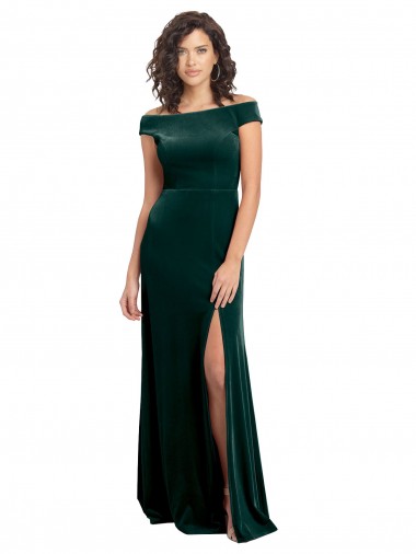 Stretch Velvet A-Line Long Cap Sleeves Formal Evening Gown / Prom Dress / Bridesmaid Dress Barrie