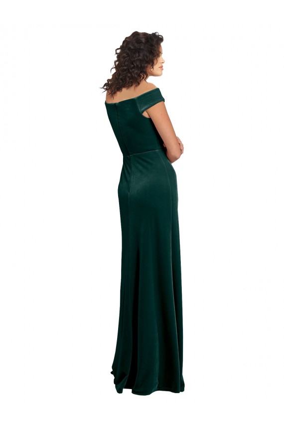 Stretch Velvet A-Line Long Cap Sleeves Formal Evening Gown / Prom Dress / Bridesmaid Dress Barrie