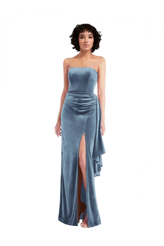 Stretch Velvet Sheath Long Sleeveless Low Back Formal Evening Gown / Prom Dress / Bridesmaid Dress Barrie