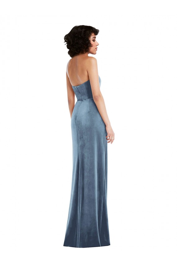 Stretch Velvet Sheath Long Sleeveless Low Back Formal Evening Gown / Prom Dress / Bridesmaid Dress Barrie