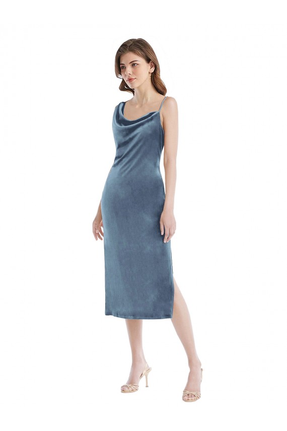 Stretch Velvet Sheath Long Sleeveless Semi Formal Evening Dress / Prom Dress / Bridesmaid Dress Barrie