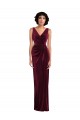 Stretch Velvet Sheath Long Sleeveless Burgundy Prom Dresses Barrie