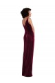 Stretch Velvet Sheath Long Sleeveless Burgundy Prom Dresses Barrie