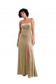 Stretch Velvet A-Line Long Sleeveless Low Back Front Slit Prom Dresses Barrie