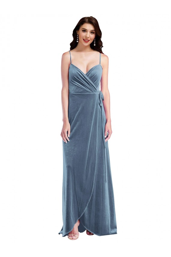Stretch Velvet A-Line Long Sleeveless Low Back Semi Formal Evening Dress / Prom Dress / Bridesmaid Dress Barrie
