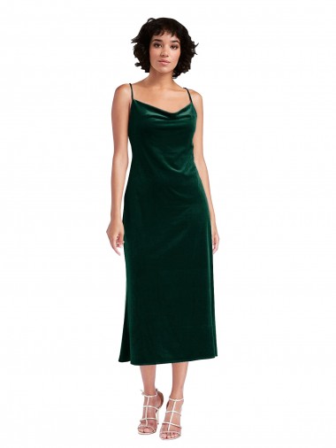 Stretch Velvet Sheath Midi Length Sleeveless Criss Cross Open Back Black Tie Evening Gown / Prom Dress / Bridesmaid Dress Barrie