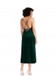 Stretch Velvet Sheath Midi Length Sleeveless Criss Cross Open Back Black Tie Evening Gown / Prom Dress / Bridesmaid Dress Barrie