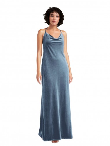 Stretch Velvet Sheath Long Sleeveless V-Back Bridesmaid Dress / Evening Dress Barrie
