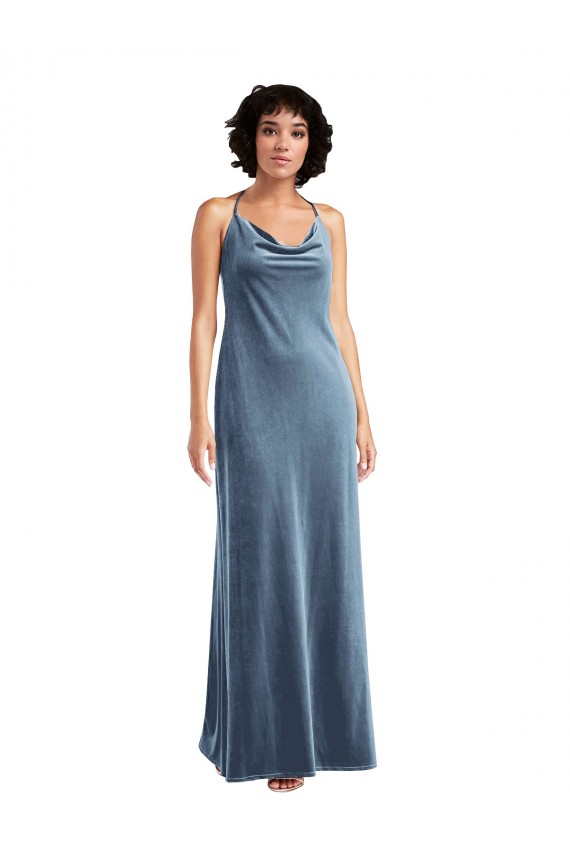 Stretch Velvet Sheath Long Sleeveless V-Back Bridesmaid Dress / Evening Dress Barrie