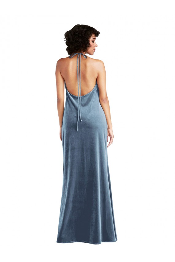 Stretch Velvet Sheath Long Sleeveless V-Back Bridesmaid Dress / Evening Dress Barrie