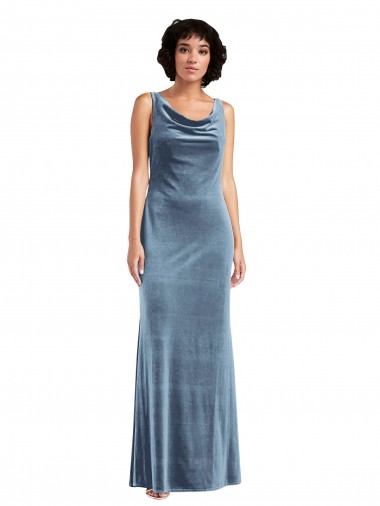 Stretch Velvet Sheath Long Sleeveless V-Back Evening Dress / Bridesmaid Dress Barrie