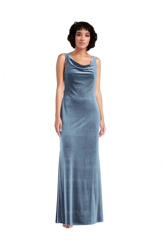 Stretch Velvet Sheath Long Sleeveless V-Back Evening Dress / Bridesmaid Dress Barrie