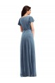 Stretch Velvet A-Line Long Flutter Sleeves Black Tie Evening Gown / Prom Dress / Bridesmaid Dress Barrie