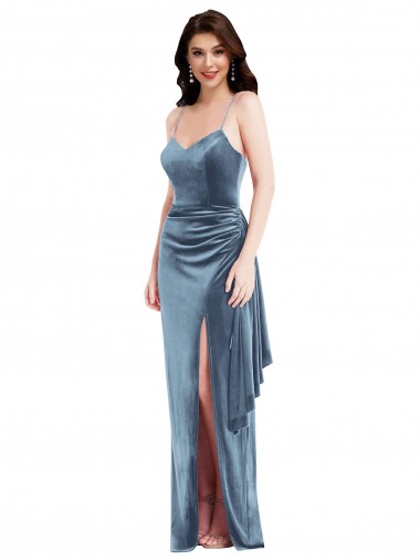 Stretch Velvet Trumpet Long Sleeveless Low Back Formal Evening Gown / Prom Dress / Bridesmaid Dress Barrie