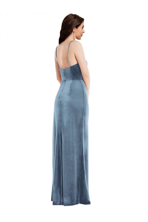 Stretch Velvet Trumpet Long Sleeveless Low Back Formal Evening Gown / Prom Dress / Bridesmaid Dress Barrie
