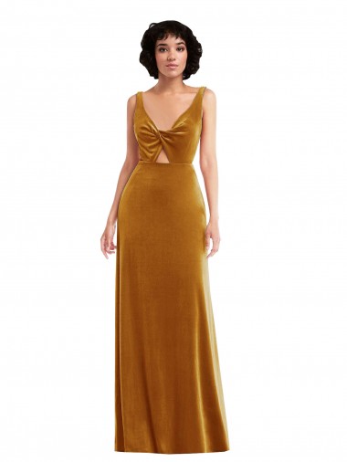 Stretch Velvet Trumpet Long Sleeveless V-Back Semi Formal Evening Dress / Prom Dress / Bridesmaid Dress Barrie