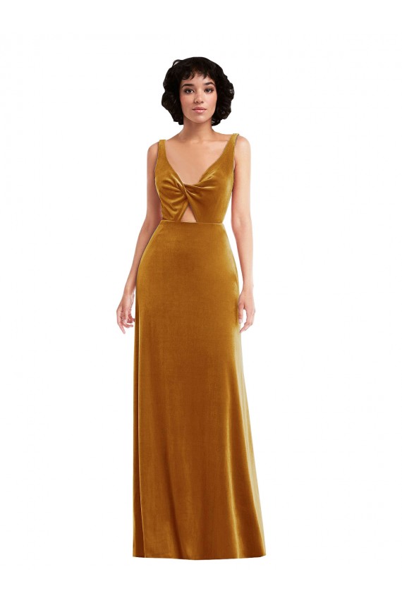 Stretch Velvet Trumpet Long Sleeveless V-Back Semi Formal Evening Dress / Prom Dress / Bridesmaid Dress Barrie