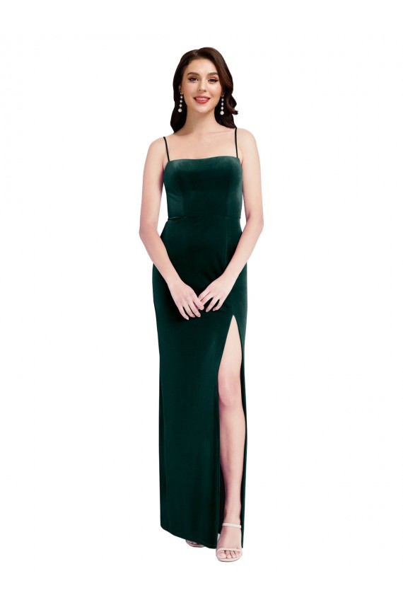 Stretch Velvet Sheath Long Sleeveless Low Back Prom Dress / Bridesmaid Dress Barrie