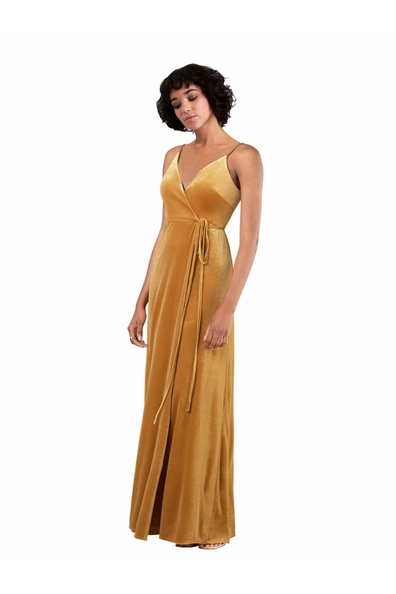 Stretch Velvet Column Long Sleeveless V-Back Black Tie Evening Gown / Prom Dress / Bridesmaid Dress Barrie
