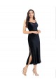 Stretch Velvet Column Midi Length Sleeveless Low Back Formal Evening Gown / Prom Dress / Bridesmaid Dress Barrie