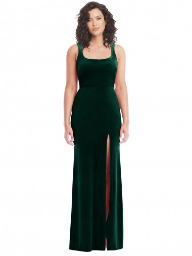 Stretch Velvet Trumpet Long Sleeveless Semi Formal Evening Dress / Prom Dress / Bridesmaid Dress Barrie