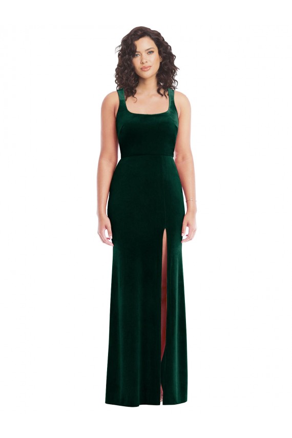 Stretch Velvet Trumpet Long Sleeveless Semi Formal Evening Dress / Prom Dress / Bridesmaid Dress Barrie