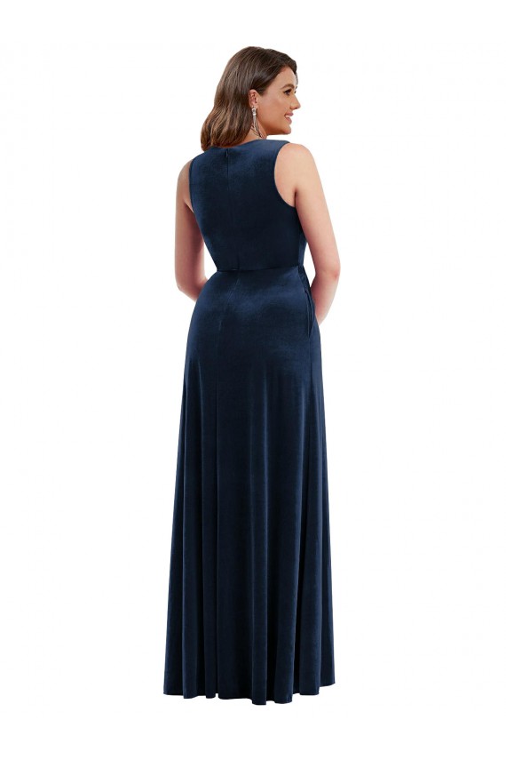 Stretch Velvet Sheath Long Sleeveless Formal Plus Size Evening Gown / Prom Dress / Bridesmaid Dress Barrie