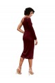 Stretch Velvet A-Line Midi Length Long Sleeves Burgundy Prom Dresses Barrie