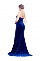 Stretch Velvet Mermaid Sweep Train Sleeveless Low Back Front Slit Prom Dresses Barrie