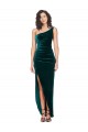 Stretch Velvet Sheath Long Sleeveless Low Back High Low Evening Gown / Prom Dress / Bridesmaid Dress Barrie