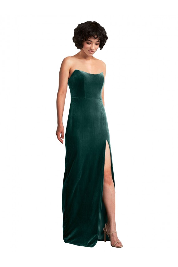 Stretch Velvet Sheath Long Sleeveless Low Back Black Tie Evening Gown / Prom Dress / Bridesmaid Dress Barrie