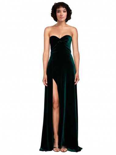 Stretch Velvet A-Line Sweep Train Sleeveless Low Back Semi Formal Evening Dress / Prom Dress / Bridesmaid Dress Barrie