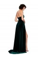 Stretch Velvet A-Line Sweep Train Sleeveless Low Back Semi Formal Evening Dress / Prom Dress / Bridesmaid Dress Barrie